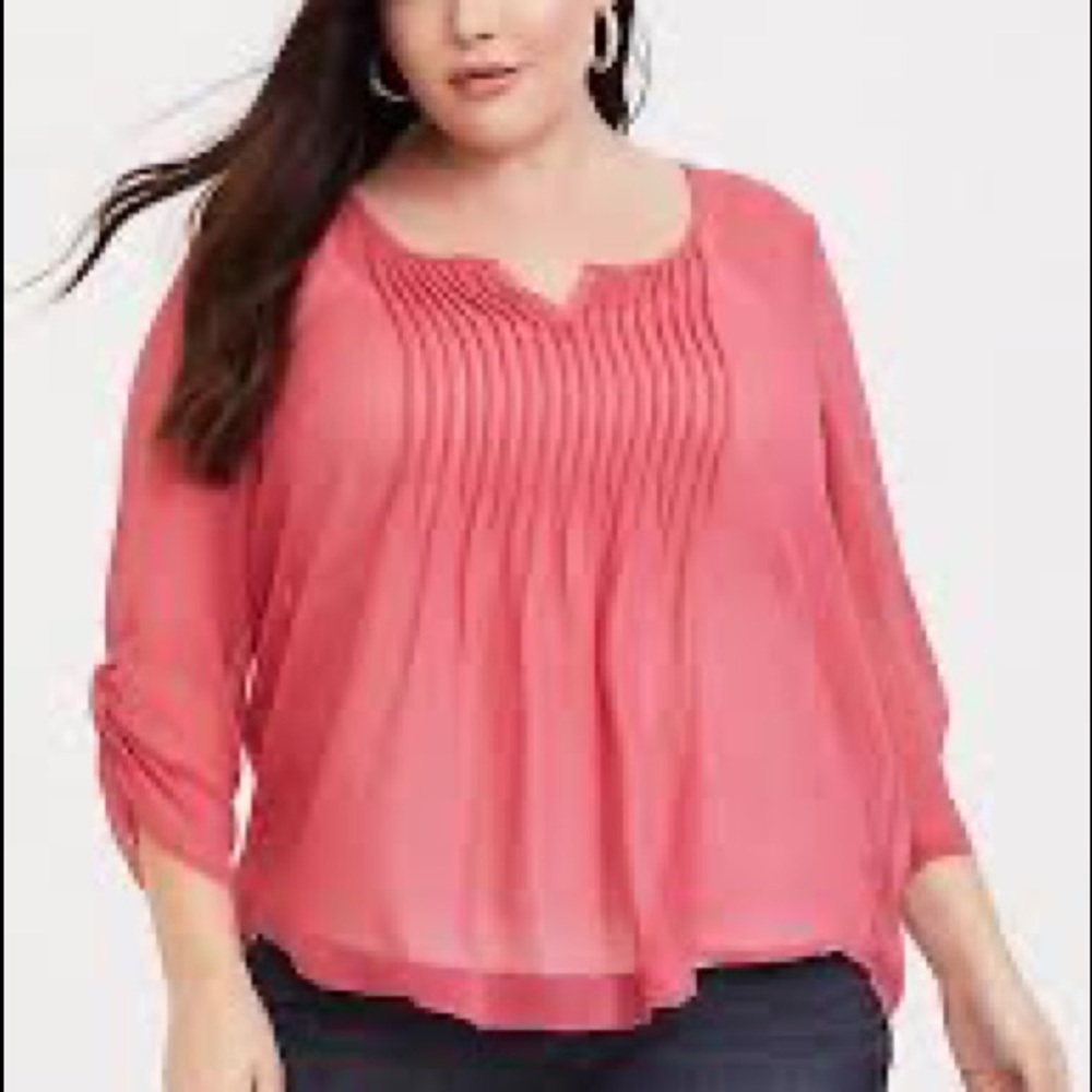 Torrid Pink Chiffon Pintuck Blouse Womens 0 or 12 or Large